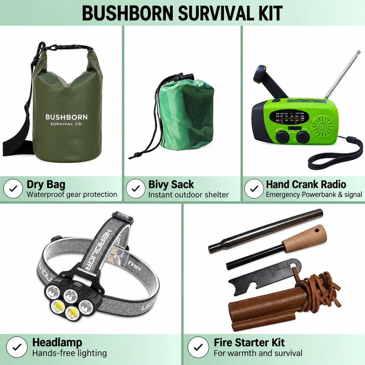 Bushborn Survival Kit - Tactical Green
