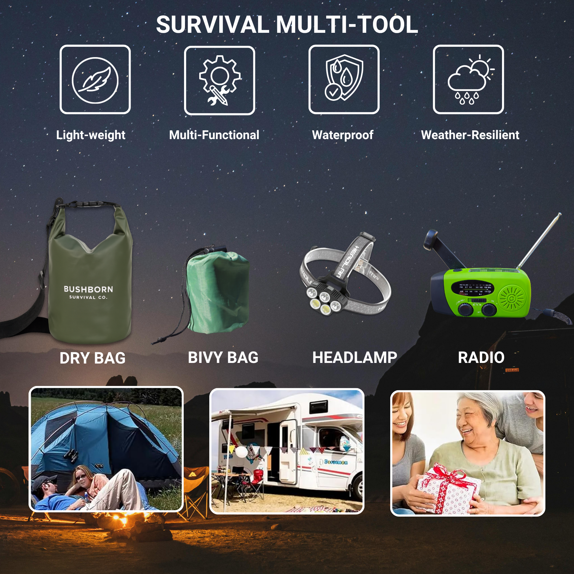 Bushborn Survival Kit - Tactical Green