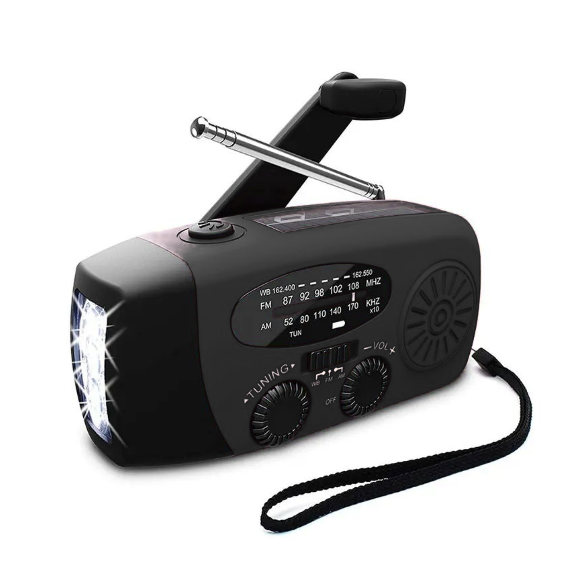 Hand Crank Radio Emergency Power Bank with Light - 2000mAh