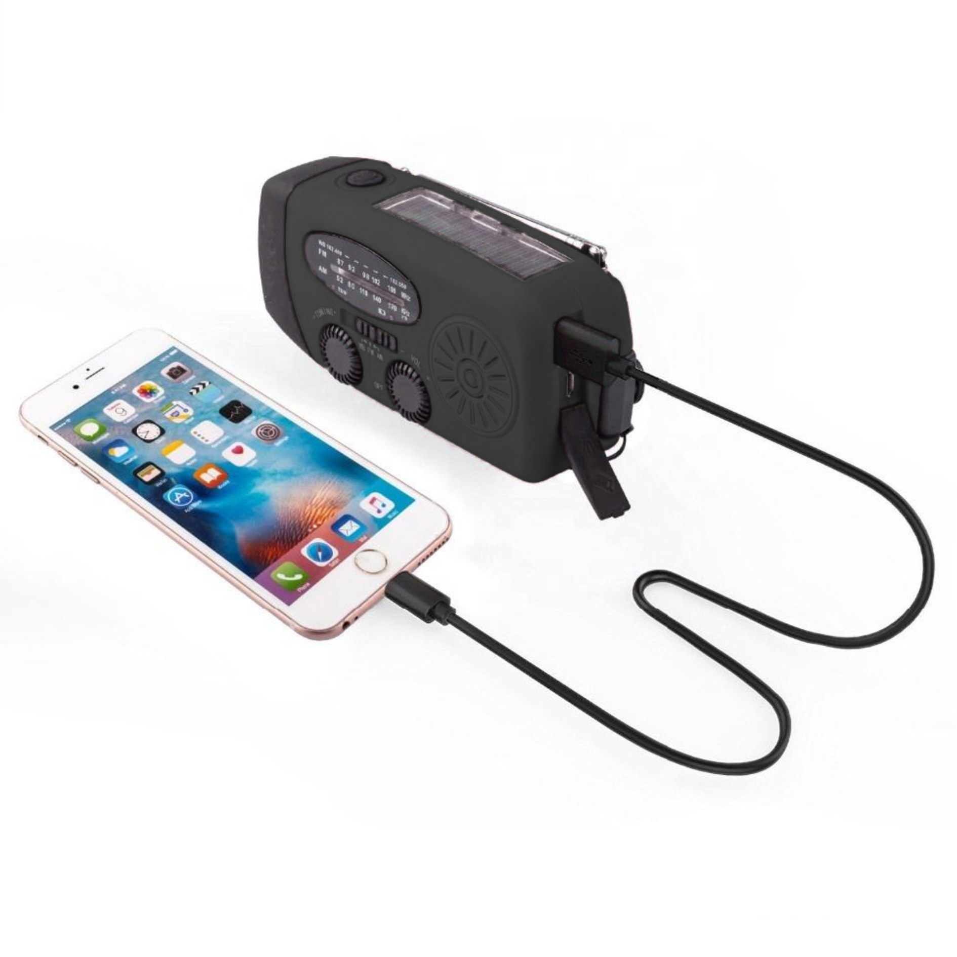 Hand Crank Radio Emergency Power Bank with Light - 2000mAh