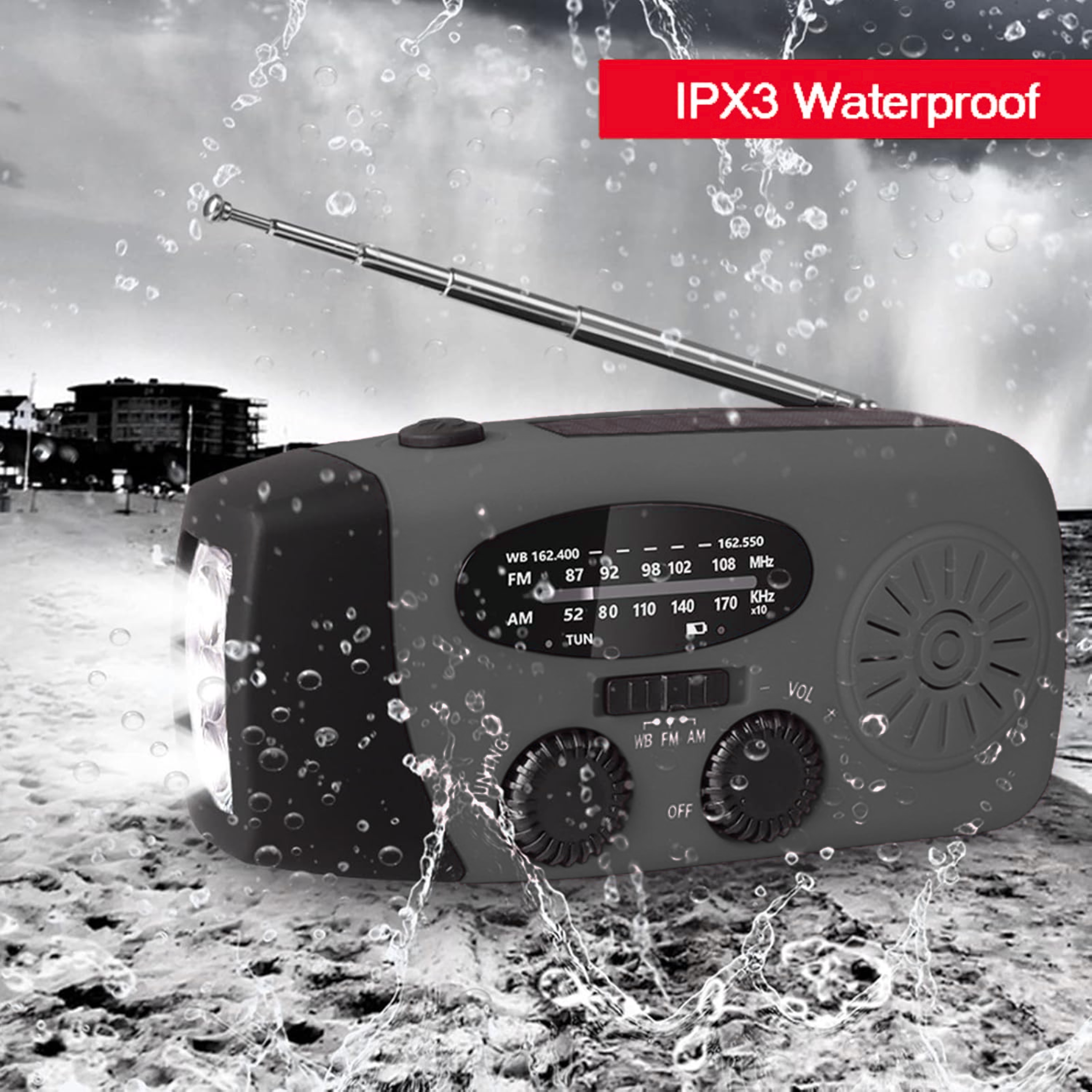 Hand Crank Radio Emergency Power Bank with Light - 2000mAh