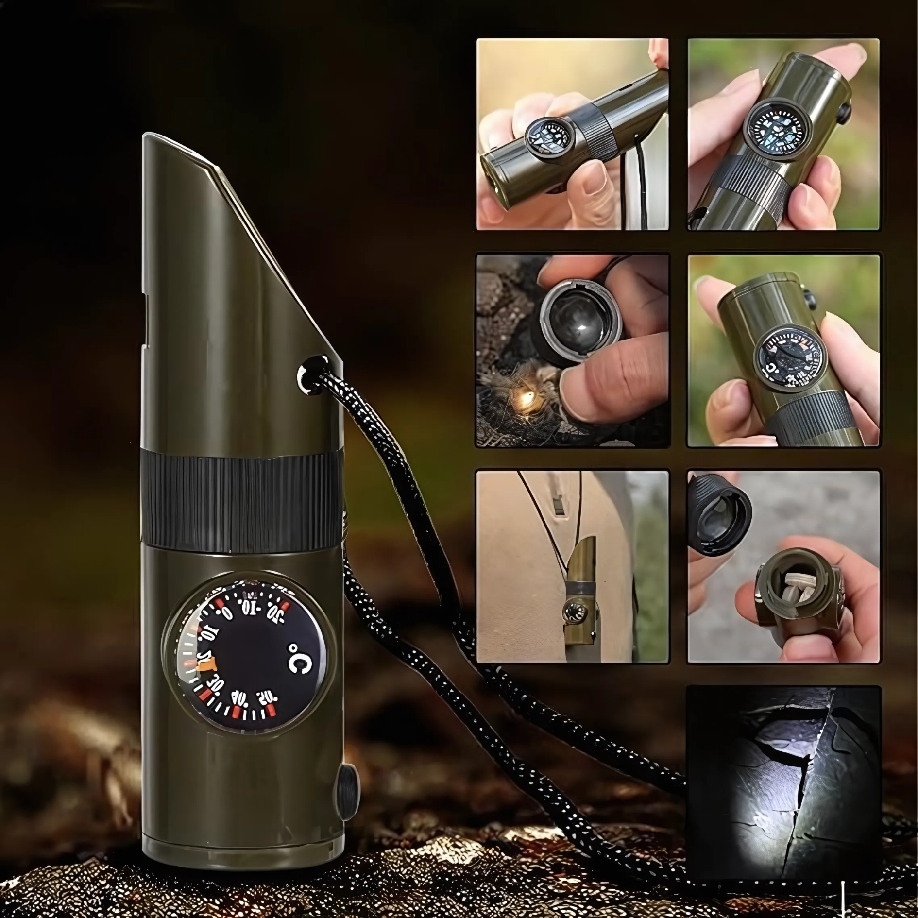 Survival Whistle 7-in-1 Multitool